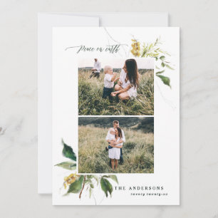 Vrede op aarde botanische fotofamilie feestdagenkaart