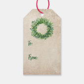 Vrede op aarde Boxwood krans Kerstmis Cadeaulabel (Achterkant)