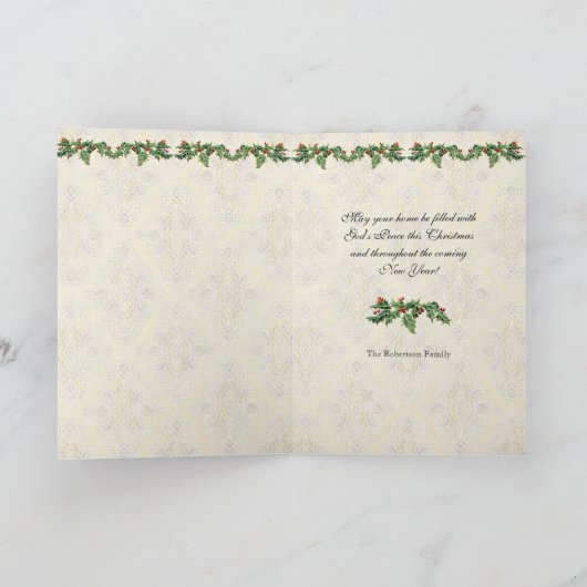 Vrede op Aarde Christelijke Kerstboom Groet Feestdagen Kaart (Binnen)