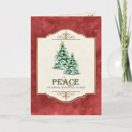 Vrede op Aarde Christelijke Kerstboom Groet Feestdagen Kaart (Voorkant)