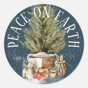 VREDE OP AARDE CHRISTMAS TREE RONDE STICKER