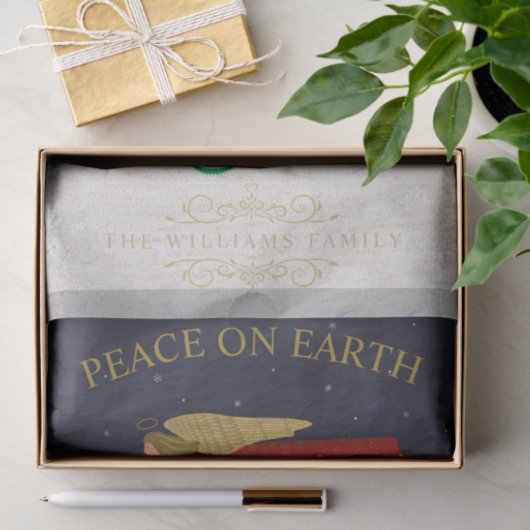 Vrede op Aarde Christmas Village Volkskunst Tissuepapier (Geschenk)