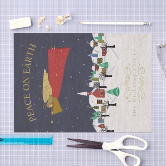 Vrede op Aarde Christmas Village Volkskunst Tissuepapier (Craft)