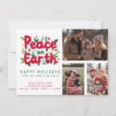 VREDE OP AARDE CUSTOM 3 FOTO Grid Kerstmis Kerstmi Kaart (Voorkant)