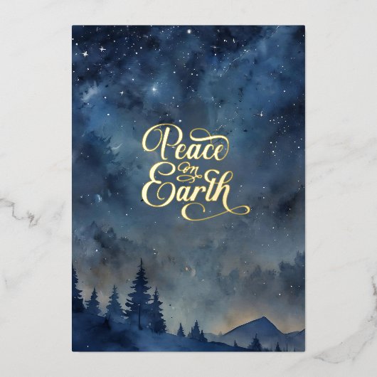 Vrede op Aarde Custom Photo Christmas Folie Feestdagenkaart (Voorkant)