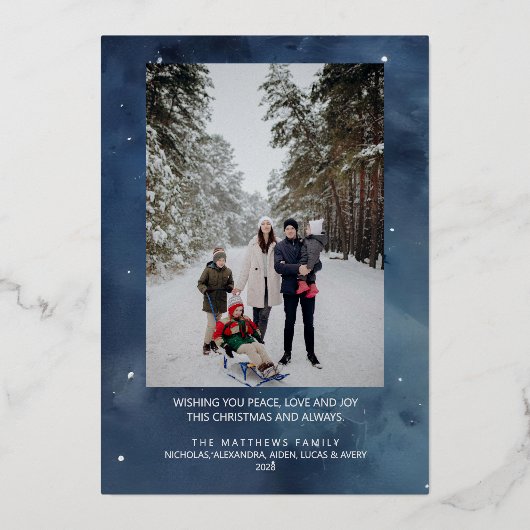 Vrede op Aarde Custom Photo Christmas Folie Feestdagenkaart (Achterkant)