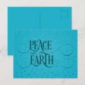 VREDE OP AARDE Donker Turquoise Script Kerstmis Briefkaart (Voorkant / Achterkant)