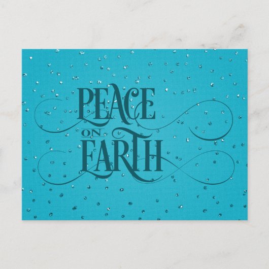 VREDE OP AARDE Donker Turquoise Script Kerstmis Briefkaart (Voorkant)
