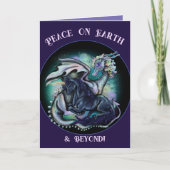 Vrede op Aarde Draak en Eenhoorn Feestdagen Kaart (Voorkant)