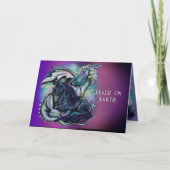 Vrede op Aarde Draak en Eenhoorn Feestdagen Kaart (Voorkant)