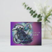 Vrede op Aarde Draak en Eenhoorn Feestdagenkaart (Staand voorkant)