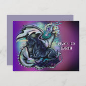 Vrede op Aarde Draak en Eenhoorn Feestdagenkaart (Voorkant / Achterkant)