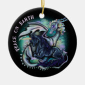 Vrede op Aarde draak en Unicorn Keramisch Ornament (Voorkant)