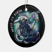 Vrede op Aarde draak en Unicorn Keramisch Ornament (Links)