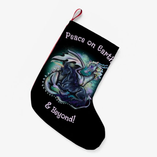 Vrede op Aarde draak en Unicorn Kleine Kerstsok (Voorkant (Hangend))