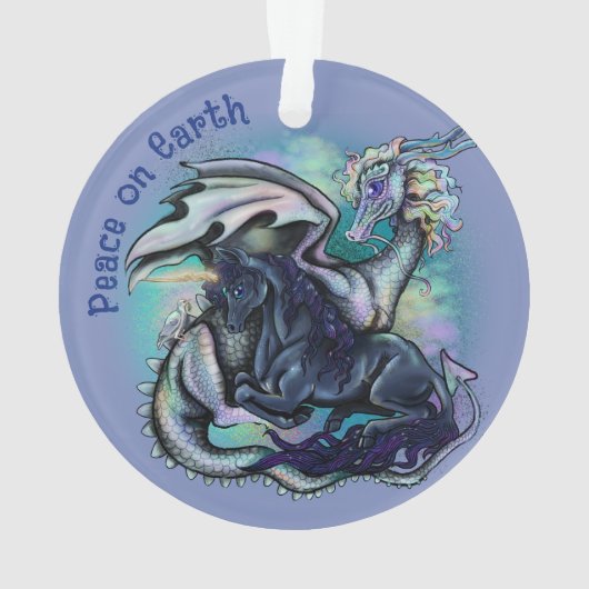 Vrede op Aarde draak en Unicorn Ornament (achterkant)