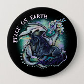 Vrede op Aarde draak en Unicorn Ronde Button 4,0 Cm (Voorkant)