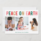 Vrede op Aarde Drie Foto's Familie Moderne Kerstmi Feestdagenkaart (Voorkant)