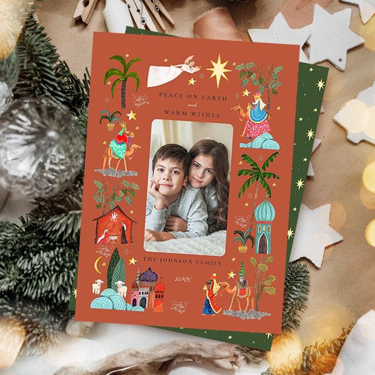 Vrede op Aarde Drie Wijze mannen Aardse Kerst Feestdagenkaart