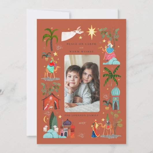 Vrede op Aarde Drie Wijze mannen Aardse Kerst Feestdagenkaart (Voorkant)