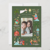 Vrede op aarde Drie Wijzen groene Kerstmis  Feestdagenkaart (Voorkant)