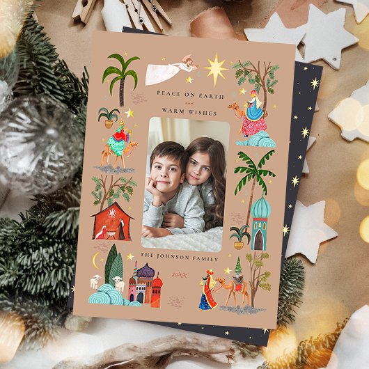 Vrede op aarde Drie Wijzen Kerstvakantie Feestdagenkaart