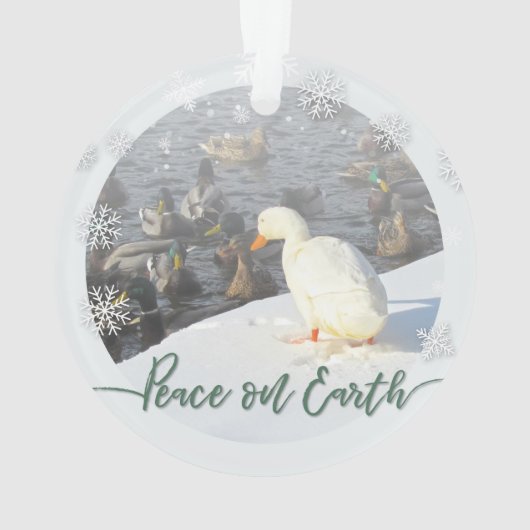 Vrede op Aarde Duck Ornament (achterkant)