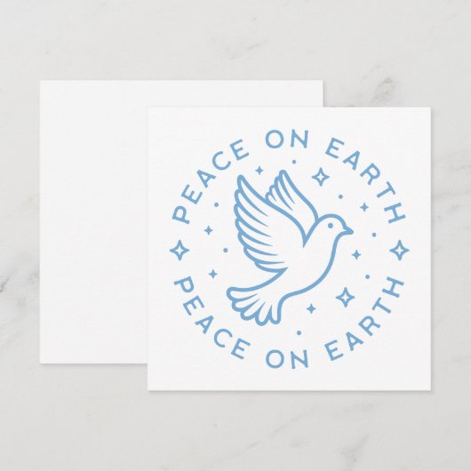 Vrede op aarde duif blauw esthetiek feestdagenkaart (Voorkant / Achterkant)