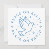 Vrede op aarde duif blauwe esthetiek feestdagenkaart (Voorkant)