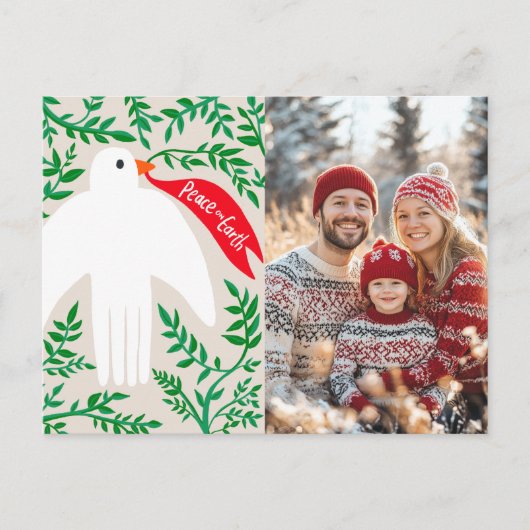 Vrede op Aarde Duif Kerst CUSTOM FOTO Feestdagenkaart (Voorkant)