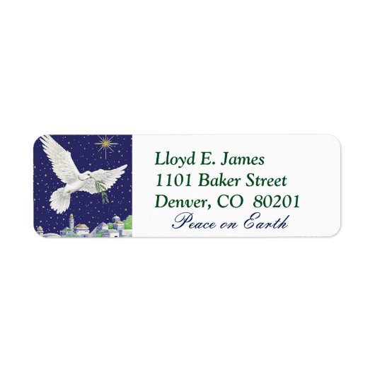 Vrede op Aarde Duif Kerstmis Etiket (Voorkant)