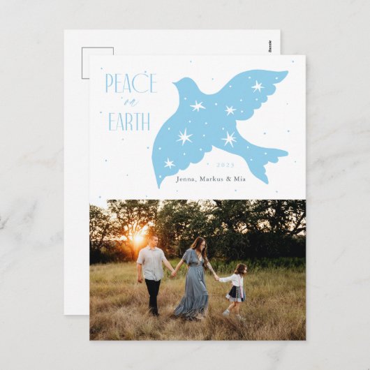 Vrede op Aarde Duif Kerstmis Ontwerp Feestdagenkaart (Voorkant / Achterkant)