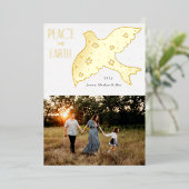 Vrede op Aarde Duif Kerstmis Ontwerp Folie Feestdagenkaart (Staand Voorkant)