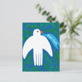 Vrede op Aarde Duif Kerstmis Vakantie Blauw Briefkaart (Staand voorkant)