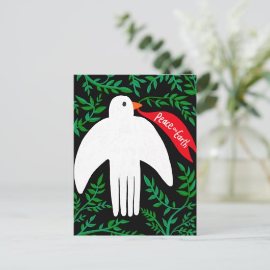 Vrede op Aarde Duif Kerstmis Vakantie Briefkaart (Staand voorkant)