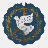 Vrede op Aarde Duif Vredesbord Krans Geïllustreerd Ornament Kaart (Voorkant)