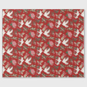 Vrede op Aarde Duiven Bloemen patroon Cadeaupapier (Vlak)