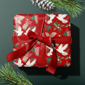 Vrede op Aarde Duiven Bloemen patroon Cadeaupapier