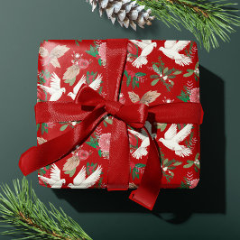 Vrede op Aarde Duiven Bloemen patroon Cadeaupapier