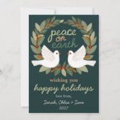 Vrede op Aarde Duiven Kerstmis CUSTOM 4 FOTO Feestdagenkaart (Voorkant)