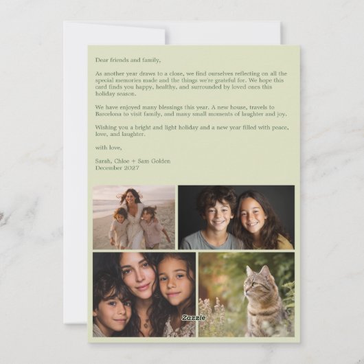 Vrede op Aarde Duiven Kerstmis CUSTOM 4 FOTO Feestdagenkaart (Achterkant)