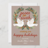 Vrede op Aarde Duiven Kerstmis CUSTOM 4 FOTO Feestdagenkaart (Voorkant)