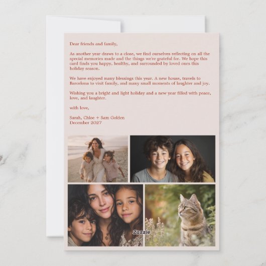 Vrede op Aarde Duiven Kerstmis CUSTOM 4 FOTO Feestdagenkaart (Achterkant)