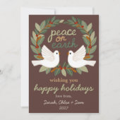 Vrede op Aarde Duiven Kerstmis CUSTOM 4 FOTO Feestdagenkaart (Voorkant)