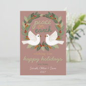 Vrede op Aarde Duiven Kerstmis CUSTOM 4 FOTO Feestdagenkaart (Staand voorkant)