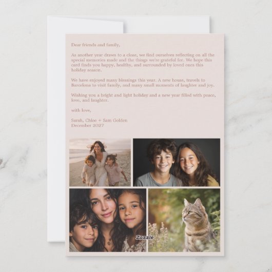 Vrede op Aarde Duiven Kerstmis CUSTOM 4 FOTO Feestdagenkaart (Achterkant)