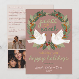 Vrede op Aarde Duiven Kerstmis CUSTOM 4 FOTO Feestdagenkaart