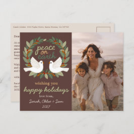 Vrede op Aarde Duiven Kerstmis CUSTOM FOTO Feestdagenkaart