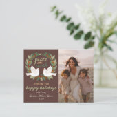 Vrede op Aarde Duiven Kerstmis CUSTOM FOTO Feestdagenkaart (Staand voorkant)