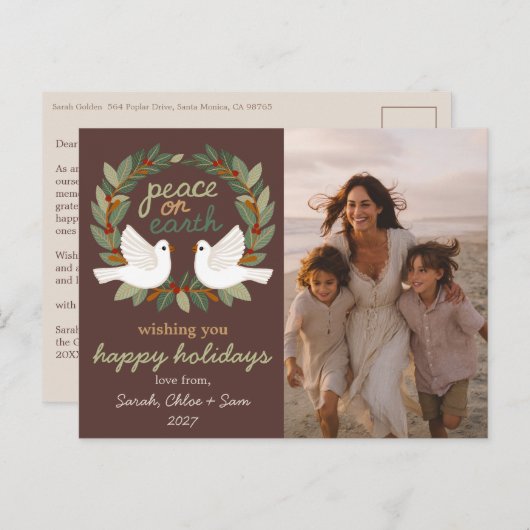 Vrede op Aarde Duiven Kerstmis CUSTOM FOTO Feestdagenkaart (Voorkant / Achterkant)
